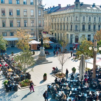 E02F4G People at Petar Preradovic Square in Zagreb.