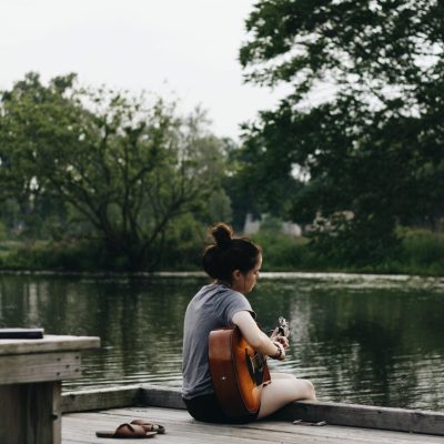 Summer days Acoustic guitar, nature, summer, summer vibes, chill, aesthetic, trees, beauty, water, forest, photography