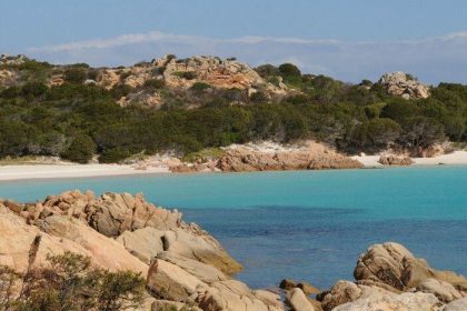 The view on the famous beach of Spiaggia rosa in to Budelli island in to the archipelago of  La Maddalena National park.,Image: 136286862, License: Rights-managed, Restrictions: , Model Release: no